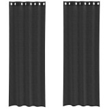Cumpara ieftin Perdele Voile cu Oeli 2 buc Negru 140x300 cm