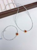 Cumpara ieftin Set din Argint 925 , zScarlet Aura, , Colier E i Bratara cu Piatra RoE ie E i Detalii Aurii