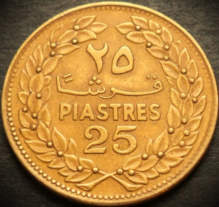 Moneda exotica 25 PIASTRES - LIBAN, anul 1972 * cod 1782 = excelenta