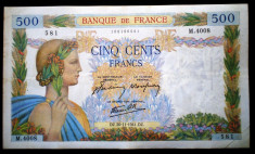 328 FRANTA WWII 500 FRANCS FRANCI 20.11.1941 SR. 581 foto