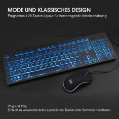 Set tastatură și mouse pentru gaming Rii cu cablu, iluminare din spate