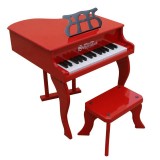 Cumpara ieftin Pian de lemn pentru copii, scaun inclus, 48 cm, rosu