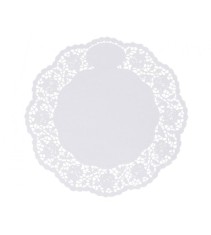 Set 100 de hartie dantelata alba pentru platouri, rotunde, 20cm