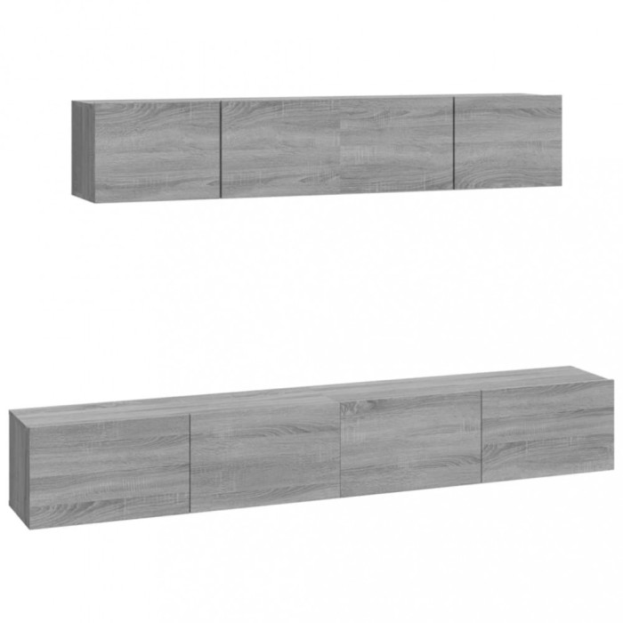 Set dulapuri TV, 4 piese, gri sonoma, lemn prelucrat