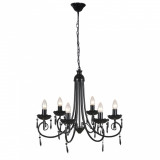 Lampă de tavan Candelabru elegant negru 6 fasunguri pentru becuri, vidaXL