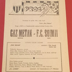 Program meci fotbal "GAZ METAN" MEDIAS - "SOIMII" SIBIU (22.04.1984)