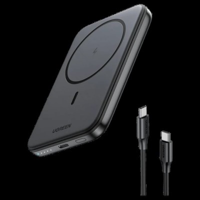 POWER BANK Ugreen &amp;amp;quot;PB561&amp;amp;quot; Magnetic Wireless, 10000mAh, 20W, 1 x USB Type-C output/input, 15W wireless charging, negru, &amp;amp;quot;25919&amp;amp;quot; (ti foto