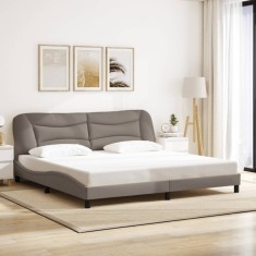 vidaXL Cadru de pat fără saltea, gri taupe, 200x200 cm, textil