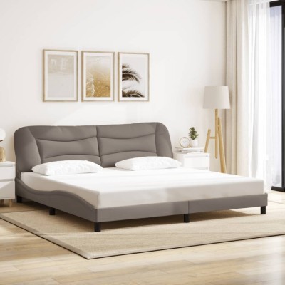 vidaXL Cadru de pat fără saltea, gri taupe, 200x200 cm, textil 3207797 foto