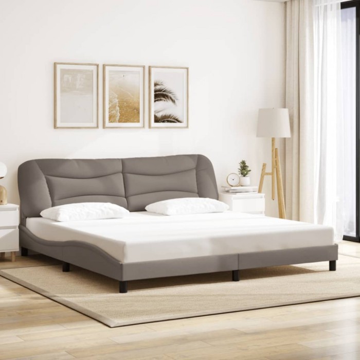 vidaXL Cadru de pat fără saltea, gri taupe, 200x200 cm, textil 3207797