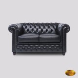 Canapea Chesterfield 2 locuri Brighton FT &ndash; Negru