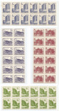 |Romania, LP 1257/1991, Hoteluri si cabane (uzuale I), blocuri de 12 timbre, MNH, Nestampilat