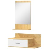 HOMCOM Set de Intrare cu Oglindă cu Raft și Dulap Suspendat cu Sertar și 2 Rafturi Deschise, din Lemn și Sticlă | Aosom Romania