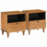 Cumpara ieftin Noptieră 2 pcs Maro deschis 40 x 33 x 46 cm Lemn masiv de mango