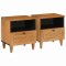 Noptiera 2 pcs Maro deschis 40 x 33 x 46 cm Lemn masiv de mango