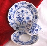 SET MIC DEJUN PORTELAN CU COBALT MITTERTEICH BAVARIA MODEL BLUE ONION CEASCA CAFEA CU FARFURII