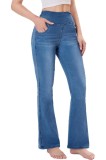 Blugi Chasehot cu talie &icirc;naltă și evazați pentru femei, blugi trendy elastici cu tăietură bootcut și aspect de legging pentru femei