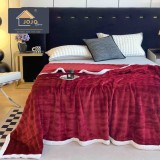 Patura cocolino 200x230cm,gofrata cu bordura alba,visinie-F071