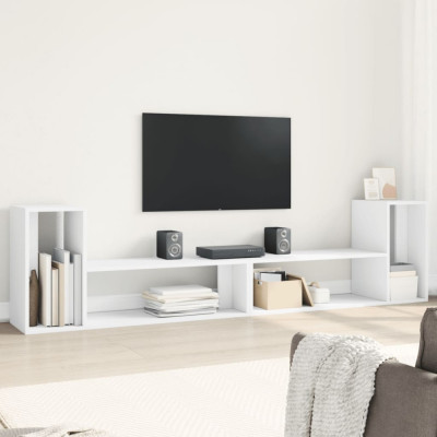 Dulap TV, 2 buc., alb, 100x30x50 cm, lemn prelucrat foto
