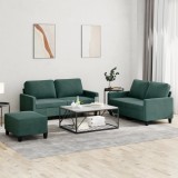 VidaXL Set de canapele cu perne, 3 piese, verde &icirc;nchis, catifea