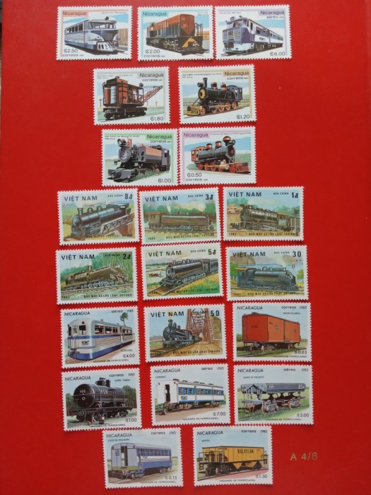 NICARAGUA/VIETNAM, LOCOMOTIVE - SERII COMPLETE MNH