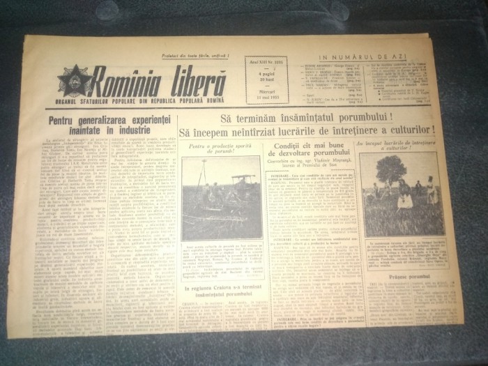 ZIARUL ROMANIA LIBERA 11 MAI 1955
