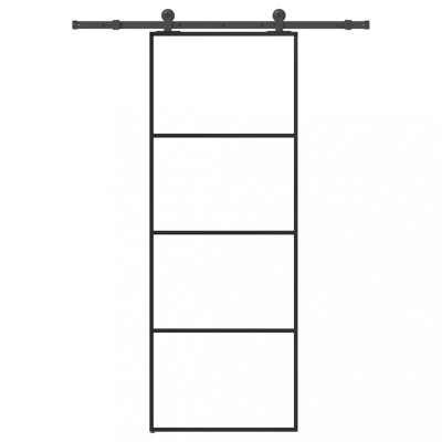 vidaXL Ușă glisantă cu set feronerie, 76x205 cm, sticlă ESG/aluminiu foto