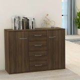Servanta vidaXL Stejar Maro 88x30x65 cm, Lemn Compozit, 4 Sertare si 2 Usi - Comoda Depozitare Living