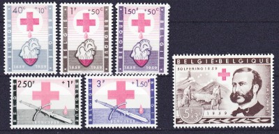 DB1 Centenar Crucea Rosie 1959 Belgia 6 v. MNH foto