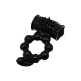 Inel pentru penis cu stimulator BAILE Sweet Ring, cu vibrator bullet inclus, din TPR, culoare negru