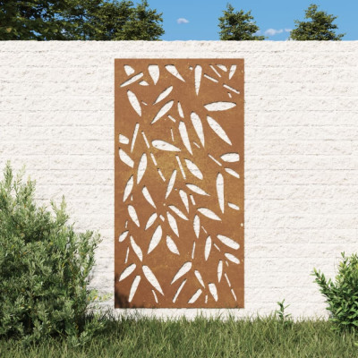 Decor de perete 105x55 cm design frunze bambus otel Corten GartenMobel Dekor foto