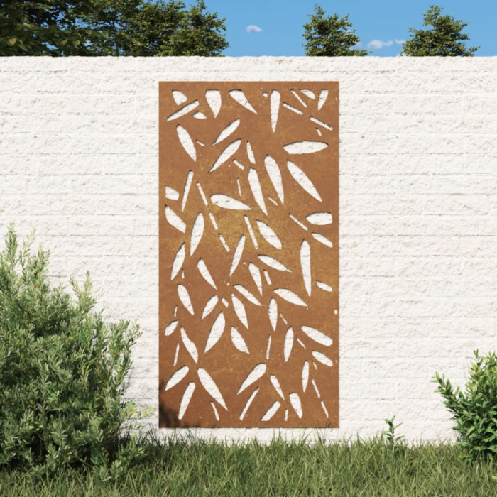 Decor de perete 105x55 cm design frunze bambus otel Corten GartenMobel Dekor