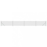 Cumpara ieftin Gard plasa de sarma cu bordura, argintiu, 0,8x10 m