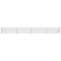 Gard plasa de sarma cu bordura, argintiu, 0,8x10 m