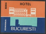 Romania anii 60 - Vigneta de bagaje Hotel BUCURESTI din Mamaia, ONT Carpati, eticheta hoteliera, promovare turistica