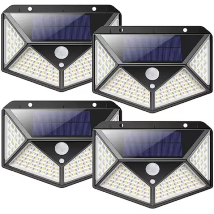Set 4 Lampi Solare pentru Exterior, Model Nou, Ultima Generatie, Rezistente la Apa, Super Perfomante, 100 Led-uri