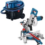 Bosch GCM 800 SJ + GAS 12-25 PL- Fierastrau circular stationar 1400 W 216x30 mm + Aspirator umed-uscat 1250 W 200 mbar 25 l priza scule electrice