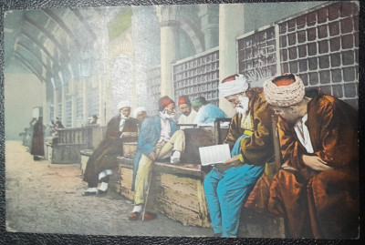 Carte postala, Constantinopol, in fata unei moschei, color foto