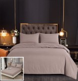 Cumpara ieftin Lenjerie Pat Damasc Portugalia, 4 Piese, Bumbac, Cu Elastic, 180x200 cm, Bej