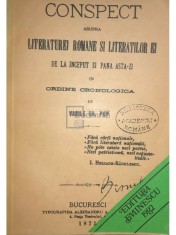 Vasile Gr. Pop - Conspect asupra literaturii romane de la inceput si pana astazi (Editia: 1982) foto