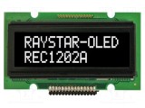 Afișaj OLED alfanumeric 12x2 RAYSTAR OPTRONICS 55,7x32x11mm alb PIN 15