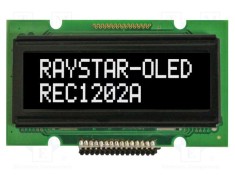 Afișaj OLED alfanumeric 12x2 RAYSTAR OPTRONICS 55,7x32x11mm alb PIN 15