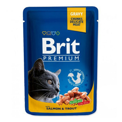 Pliculeț BRIT Premium Cat Salmon &amp;amp;amp; Trout 100 g foto