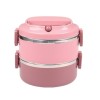 Caserola din otel inoxidabil, cu 2 compartimente pentru separarea mancarii, capacitate totala 1, 4L, roz