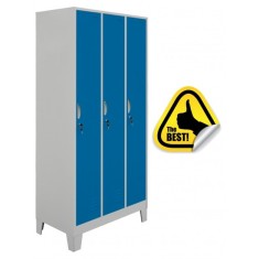 Vestiar metalic Premium cu picioare 3 usi color Albastru 900x500x1920 mm (LxlxH), Neasamblat, PLUS