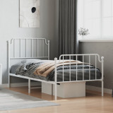 VidaXL Cadru de pat metalic cu tăblie de cap/picioare&nbsp;, alb, 90x190 cm