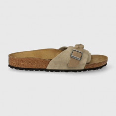 Birkenstock papuci din piele Oita Braided femei, culoarea bej, 1026730