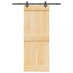 vidaXL Ușă glisantă cu set de feronerie 80x210 cm, lemn masiv de pin foto