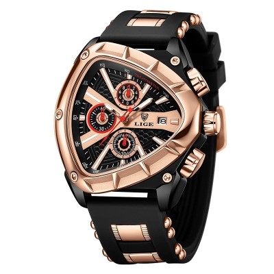 Ceas barbatesc de mana Lige Top Brand Fashion Elegant Luxury Casual Analog Quartz Negru Auriu foto