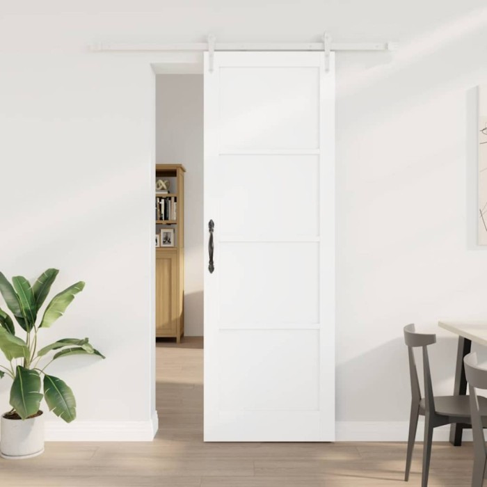 Ușa glisantă cu set de accesorii Alb 78x232 cm Lemn masiv din pin